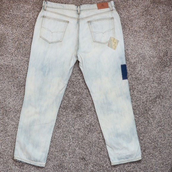 Lauren Ralph Lauren Jeans Size 14 Distressed Patchwork Denim Relaxed Fit Tapered - Picture 3 of 11